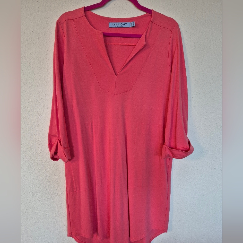 Vibrant Coral Women's Tunic Made In Canada